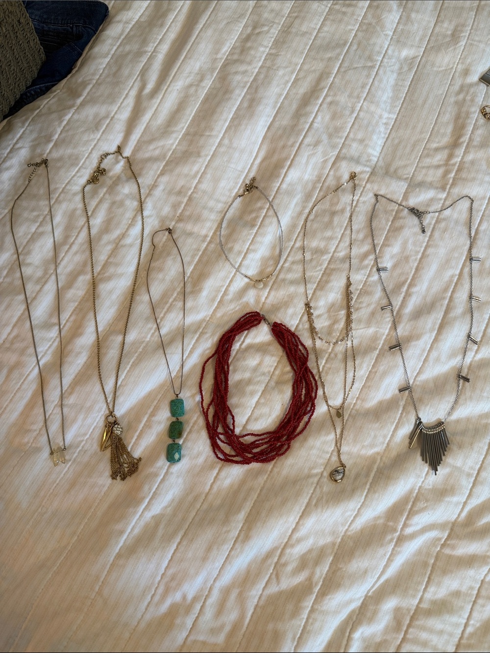 Red Beaded Multi-Strand Necklace - Women Jewelry